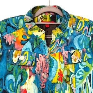 Joni B Women's Multicolor Floral Print Zip Up Bomber Jacket Size S‎